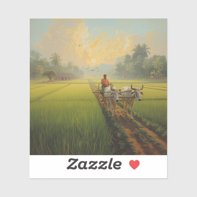 Sticker Kisan Farming Life Painting Images (Feuille)