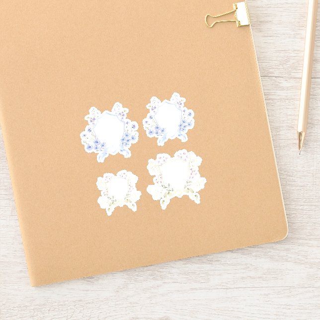Sticker Kiss Cut Delicate Floral Crest Shields (Carnet)