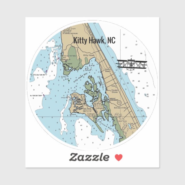 Sticker Kitty Hawk Caroline du Nord (Feuille)