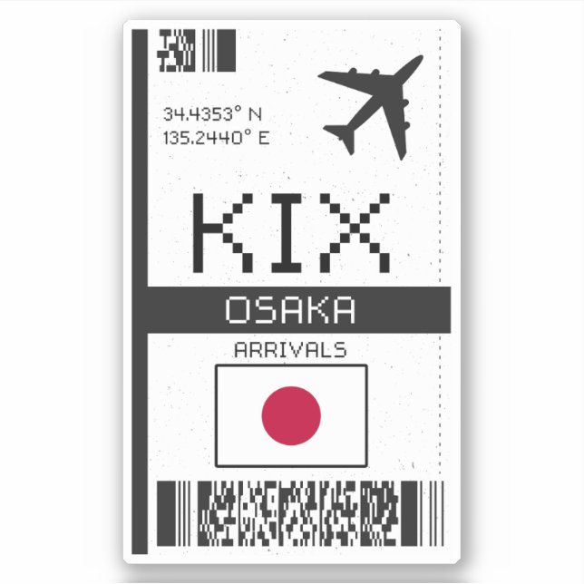 Sticker KIX Osaka Boarding Pass - Japon (Devant)