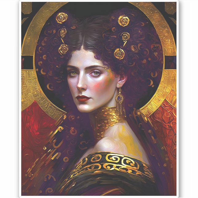Sticker Klimt Inspiré Queen Goddess (Devant)