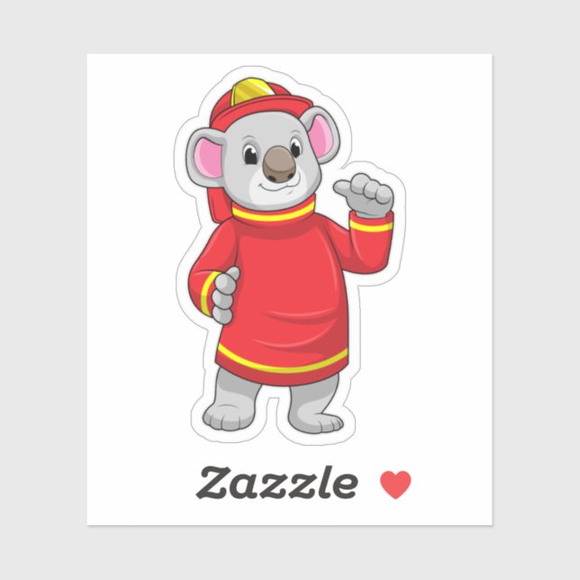 Sticker Koala as Firefighter with Helmet (Feuille)