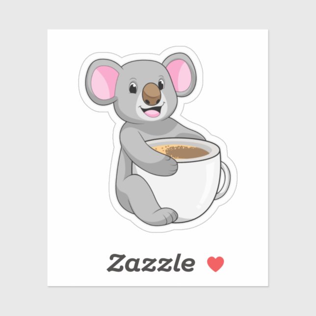 Sticker Koala avec Coffee Cup (Feuille)
