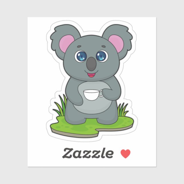 Sticker Koala avec tasse de café (Feuille)