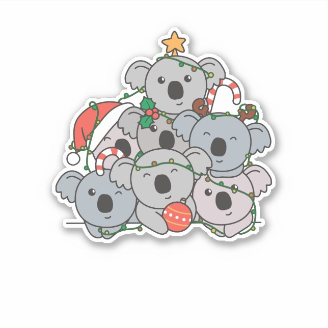 Sticker Koala Christmas Tree Funny Animal Christmas (Devant)