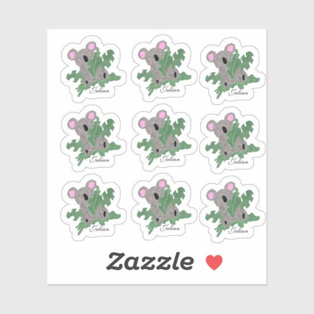 Sticker Koala drôle tenant des plantes Monstera (Feuille)