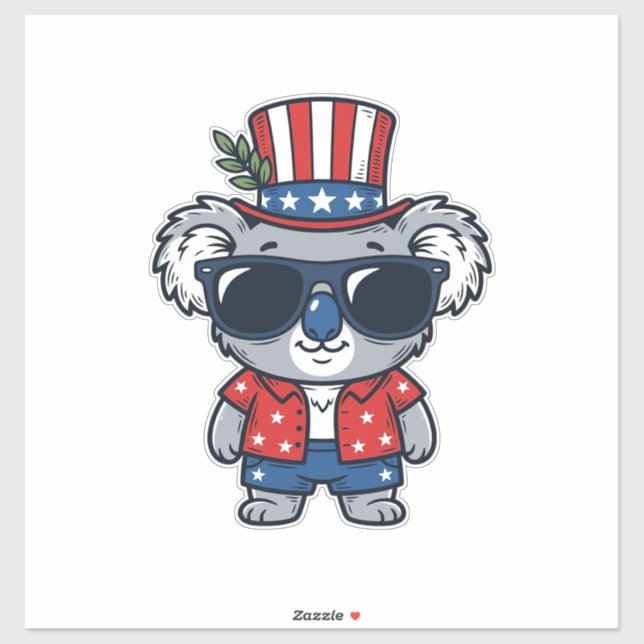 Sticker Koala patriotique style vintage vectoriel_1 (Feuille)