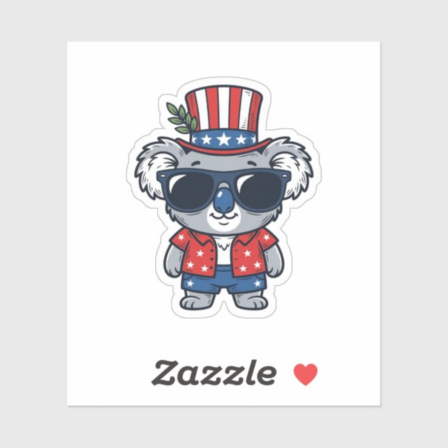 Sticker Koala patriotique style vintage vectoriel_1 (Feuille)