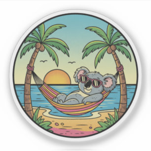 Sticker Koala Relaxation sur Beach Hammock - Vacatio Tropi