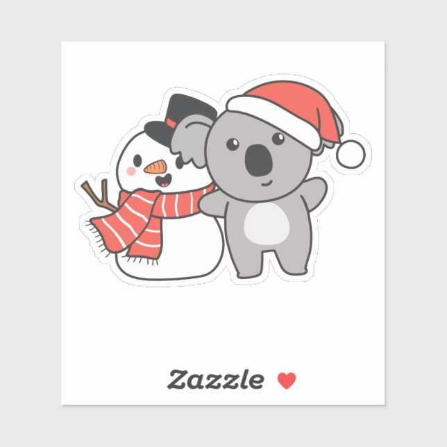 Sticker Koala With Snowman (Feuille)