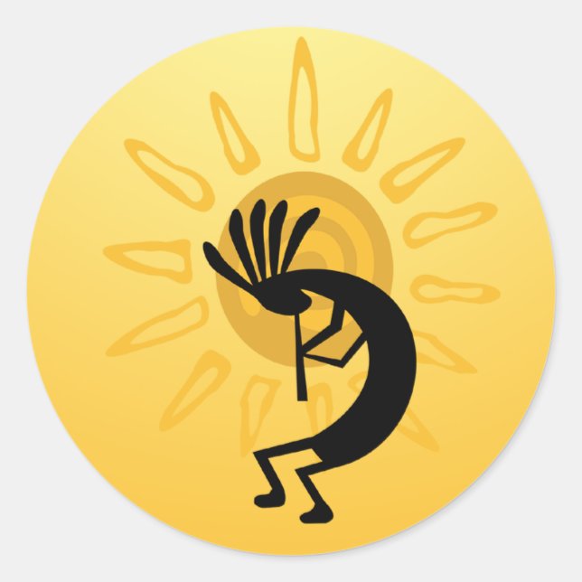 Sticker Kokopelli Gold Sun 3" (Devant)