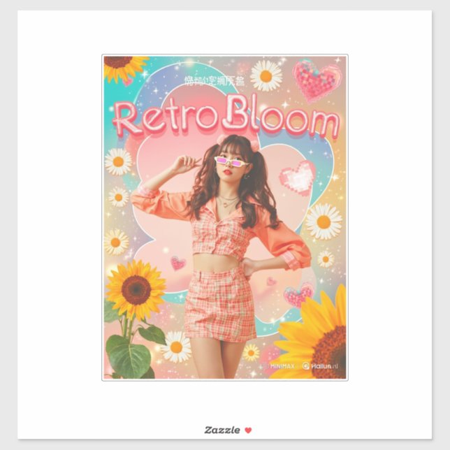Sticker kpop girl retro (Feuille)
