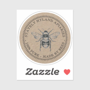Sticker Kraft Apiary 100% Pur Fabriqué Par Bees Honey