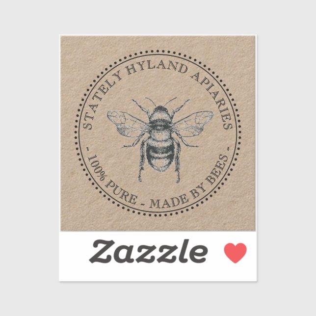 Sticker Kraft Apiary 100% Pur Fabriqué Par Bees Honey (Feuille)