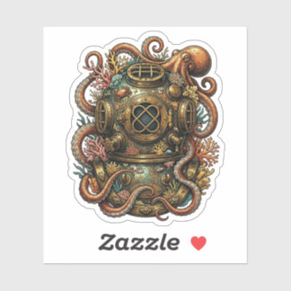 Sticker Kraken's Embrace - Vintage Dive Helmet