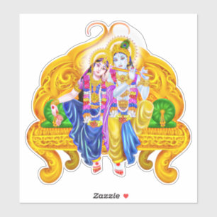 Sticker Krishna Radha Vigneshwara Hinduisme psychédéliqu