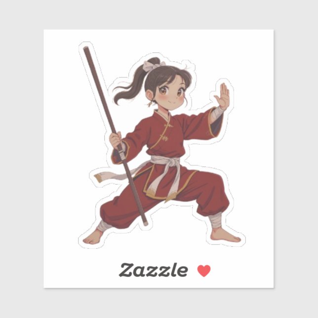 Sticker Kung Fu Girl (Feuille)