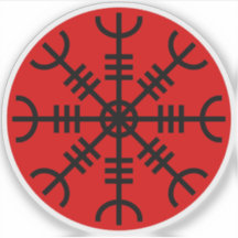 La barre d'Awe - Aegishjalmur (noir sur rouge)