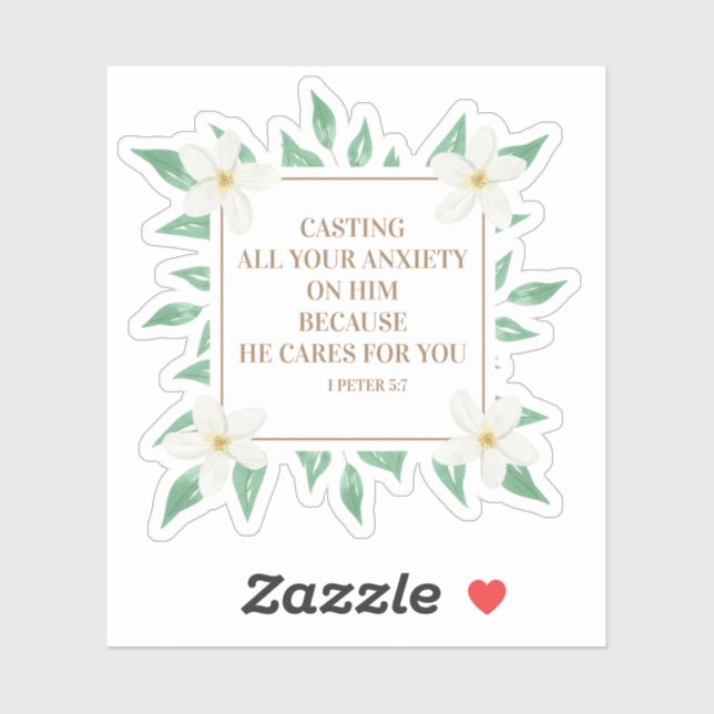 Sticker La Bible chrétienne Verse Posez Votre Anxiété sur  (Feuille)