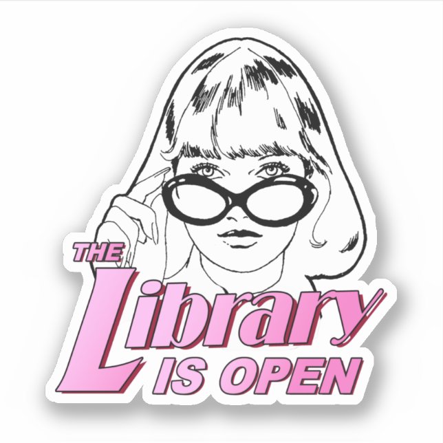 Sticker La bibliothèque est ouverte (Devant)