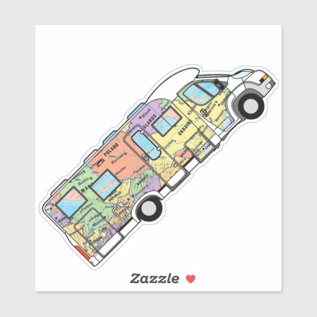 Sticker La carte du monde des motos de Traveling RV (Feuille)