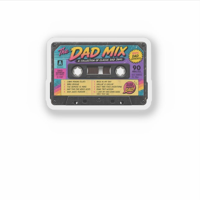 Sticker La cassette rétro 80s The Dad Mix (Devant)