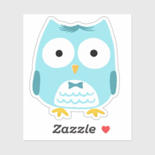Sticker La Chouette Bleue Cute Portant Une Cravate De Bow 