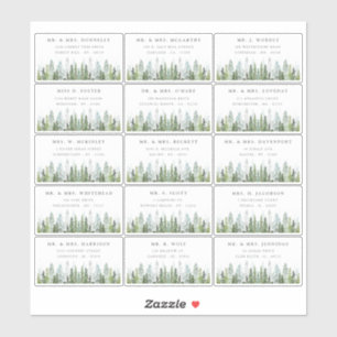 Sticker La collection de mariage forêt de pins aquarelle