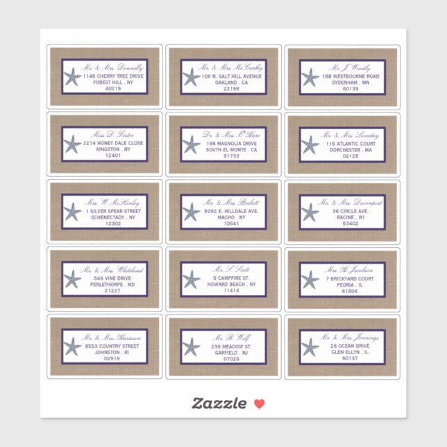 Sticker La collection de mariages de la marine Starfish Bu (Feuille)