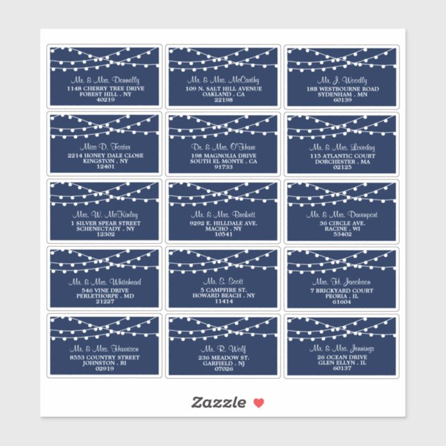 Sticker La Collection Mariage Bleu Marine Lights (Feuille)