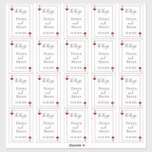 Sticker La collection Mariage de carte de jeu Monogramme F (Feuille)