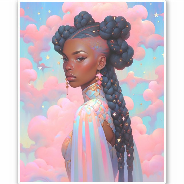 Sticker La Dame Cosmique Art Imaginaire Africain Américain (Devant)