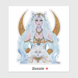 Sticker La déesse égyptienne Bastet avec chat par Renee La