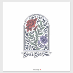 Sticker La foi florale vintage de Dieu s'en charge
