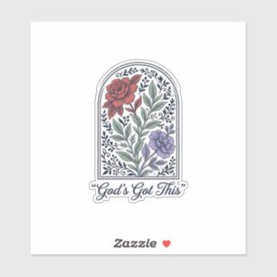 Sticker La foi florale vintage de Dieu s'en charge