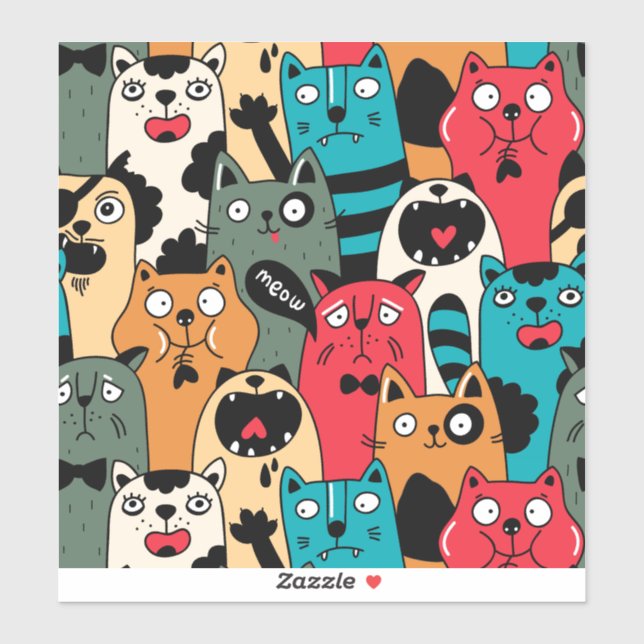 Sticker La foule des chats (Feuille)