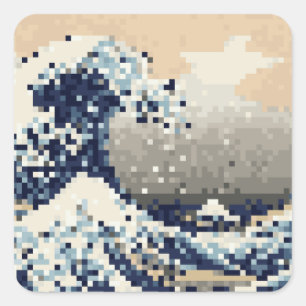 Sticker La Grande vague au large de Kanagawa 8 bits Pixel