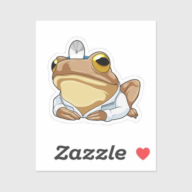 Sticker La grenouille comme docteur avec le manteau du doc (Feuille)