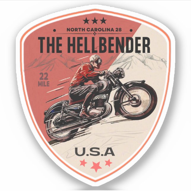 Sticker La Hellbender Route 28 Caroline du Nord moto (Devant)