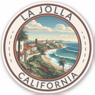 Sticker La Jolla California Coastline Travel Art Retro