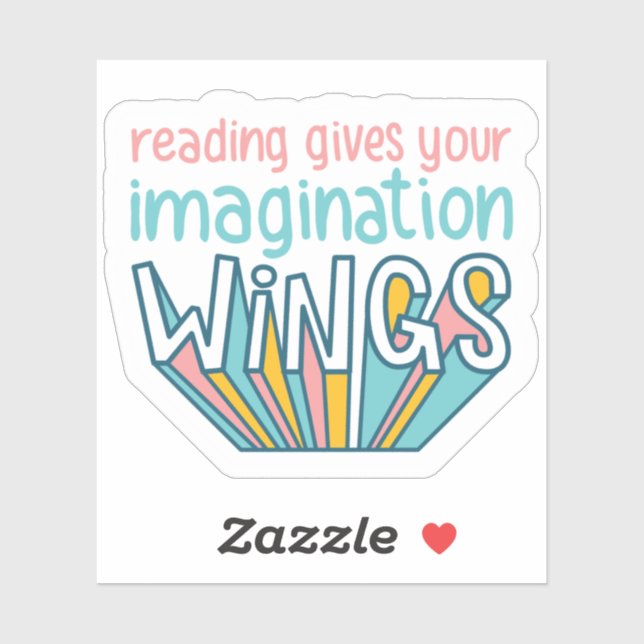 Sticker La lecture donne votre Imagination Wings Livres (Feuille)