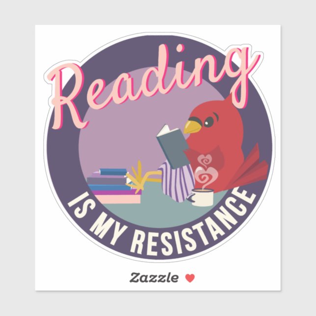 Sticker La lecture est ma résistance Badge Rond Violet (Feuille)