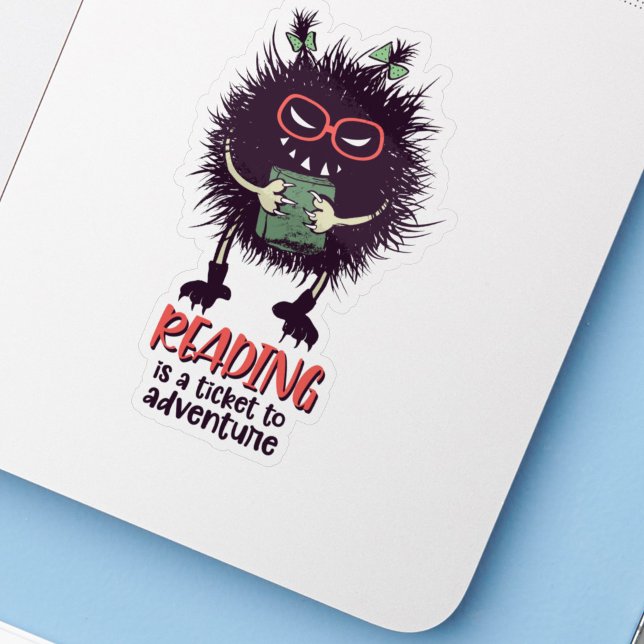Sticker La lecture est un billet pour l'aventure professeu (evil creature book lover sticker on laptop)
