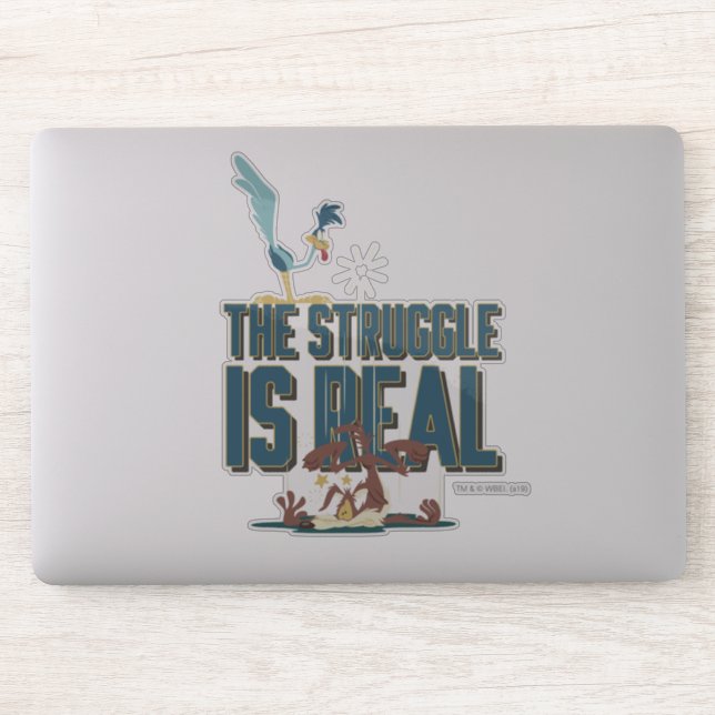 Sticker La Lutte Est Réelle ROAD RUNNER™ & Wile E. Coyote (Ordinateur)