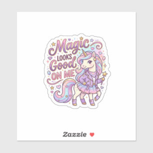 Sticker La magie de la licorne me va bien Graphisme Blanc
