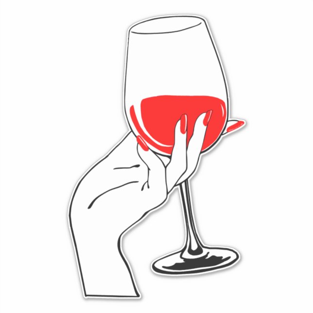 Sticker La main des femmes tenant de l'art du verre de vin (Devant)