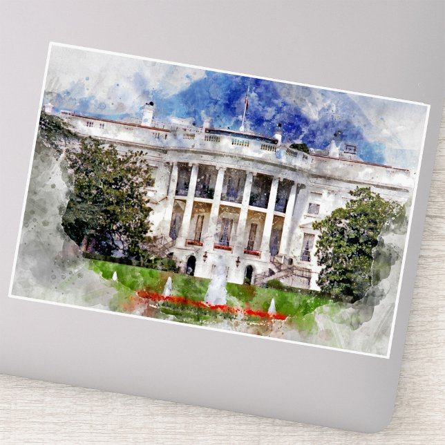 Sticker La Maison Blanche à Washington DC – Façade Sud (The White House in Washington DC – Southern Facade. Sticker)