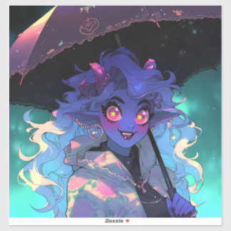 Sticker La mignonne démon Anime Girl in the Rain