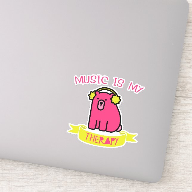 Sticker La musique est mon Thérapie mignonne Ours Vinyl (Détail)