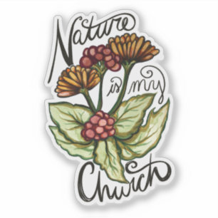 Sticker La nature est mon église Pagan Green sorcière de l